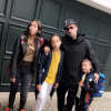 Franck Ribéry avec ses filles Hiziya, Shaninez et son fils Seïf el Islam lors de la rentrée des classes en septembre 2018, photo Instagram.
