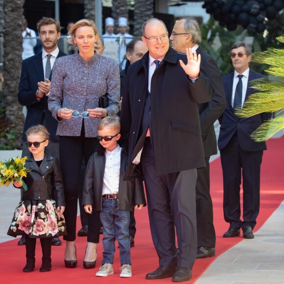 Le prince héréditaire Jacques et la princesse Gabriella de Monaco accompagnaient le prince Albert II et la princesse Charlene le 22 février 2019 pour l'inauguration du One Monte-Carlo et de la promenade Princesse Charlene, un complexe d'immeubles résidentiels, de boutiques de luxe et de centre de congrès proche du casino. © Olivier Huitel / Pool Monaco / Bestimage