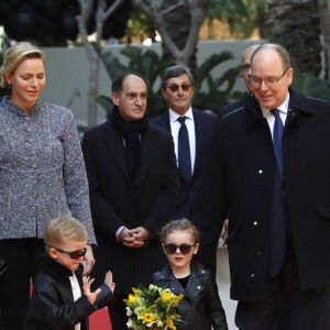 Le prince héréditaire Jacques et la princesse Gabriella de Monaco accompagnaient le prince Albert II et la princesse Charlene le 22 février 2019 pour l'inauguration du One Monte-Carlo et de la promenade Princesse Charlene, un complexe d'immeubles résidentiels, de boutiques de luxe et de centre de congrès proche du casino. © Olivier Huitel / Pool Monaco / Bestimage