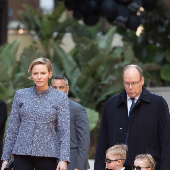 Le prince héréditaire Jacques et la princesse Gabriella de Monaco accompagnaient le prince Albert II et la princesse Charlene le 22 février 2019 pour l'inauguration du One Monte-Carlo et de la promenade Princesse Charlene, un complexe d'immeubles résidentiels, de boutiques de luxe et de centre de congrès proche du casino. © Olivier Huitel / Pool Monaco / Bestimage