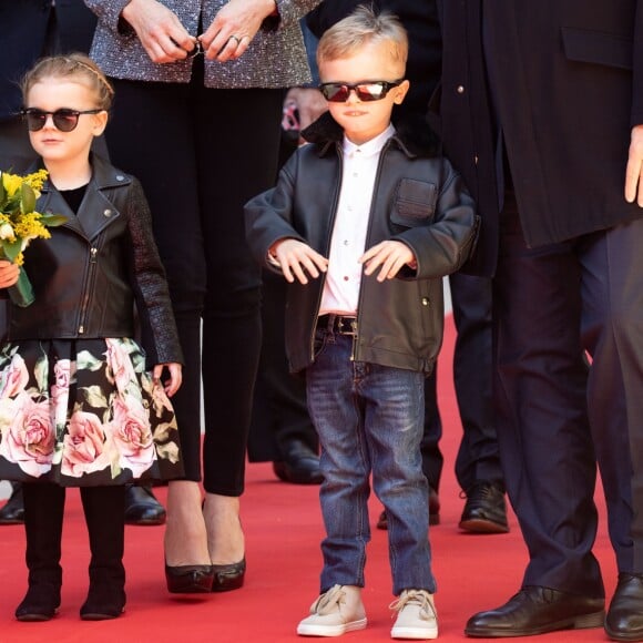 Le prince héréditaire Jacques et la princesse Gabriella de Monaco accompagnaient le prince Albert II et la princesse Charlene le 22 février 2019 pour l'inauguration du One Monte-Carlo et de la promenade Princesse Charlene, un complexe d'immeubles résidentiels, de boutiques de luxe et de centre de congrès proche du casino. © Olivier Huitel / Pool Monaco / Bestimage