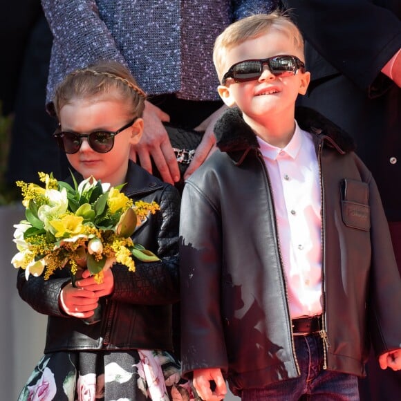 Le prince héréditaire Jacques et la princesse Gabriella de Monaco accompagnaient le prince Albert II et la princesse Charlene le 22 février 2019 pour l'inauguration du One Monte-Carlo et de la promenade Princesse Charlene, un complexe d'immeubles résidentiels, de boutiques de luxe et de centre de congrès proche du casino. © Olivier Huitel / Pool Monaco / Bestimage