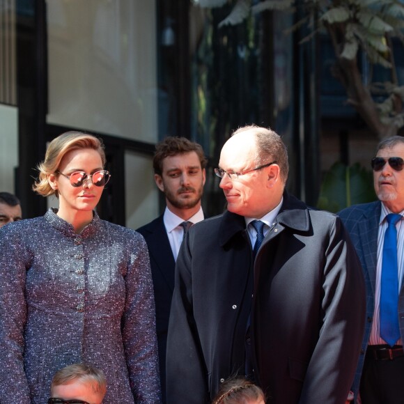 Le prince héréditaire Jacques et la princesse Gabriella de Monaco accompagnaient le prince Albert II et la princesse Charlene le 22 février 2019 pour l'inauguration du One Monte-Carlo et de la promenade Princesse Charlene, un complexe d'immeubles résidentiels, de boutiques de luxe et de centre de congrès proche du casino. © Olivier Huitel / Pool Monaco / Bestimage