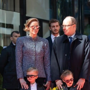 Le prince héréditaire Jacques et la princesse Gabriella de Monaco accompagnaient le prince Albert II et la princesse Charlene le 22 février 2019 pour l'inauguration du One Monte-Carlo et de la promenade Princesse Charlene, un complexe d'immeubles résidentiels, de boutiques de luxe et de centre de congrès proche du casino. © Olivier Huitel / Pool Monaco / Bestimage