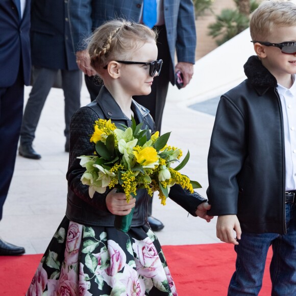 Le prince héréditaire Jacques et la princesse Gabriella de Monaco accompagnaient le prince Albert II et la princesse Charlene le 22 février 2019 pour l'inauguration du One Monte-Carlo et de la promenade Princesse Charlene, un complexe d'immeubles résidentiels, de boutiques de luxe et de centre de congrès proche du casino. © Olivier Huitel / Pool Monaco / Bestimage