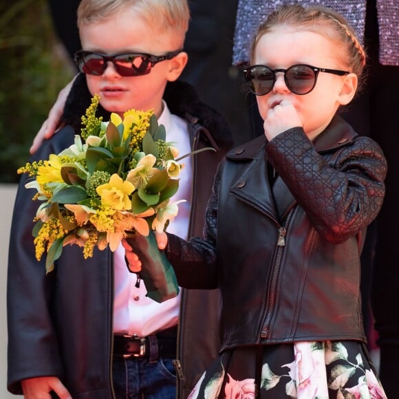 Le prince héréditaire Jacques et la princesse Gabriella de Monaco accompagnaient le prince Albert II et la princesse Charlene le 22 février 2019 pour l'inauguration du One Monte-Carlo et de la promenade Princesse Charlene, un complexe d'immeubles résidentiels, de boutiques de luxe et de centre de congrès proche du casino. © Olivier Huitel / Pool Monaco / Bestimage