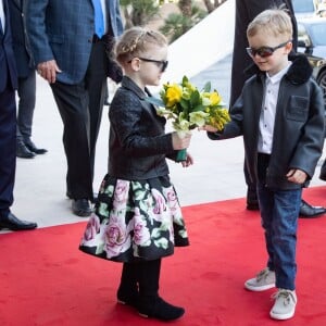 Le prince héréditaire Jacques et la princesse Gabriella de Monaco accompagnaient le prince Albert II et la princesse Charlene le 22 février 2019 pour l'inauguration du One Monte-Carlo et de la promenade Princesse Charlene, un complexe d'immeubles résidentiels, de boutiques de luxe et de centre de congrès proche du casino. © Olivier Huitel / Pool Monaco / Bestimage