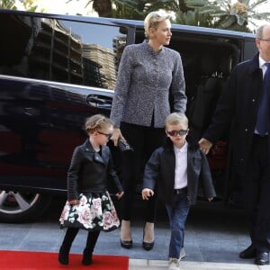 Le prince Albert II et la princesse Charlène de Monaco étaient accompagnés de leurs enfants le prince Jacques de Monaco et la princesse Gabriella de Monaco à l'inauguration du One Monte-Carlo et de la promenade Princesse Charlene le 22 février, 2019 © Claudia Albuquerque/Bestimage