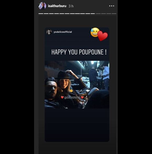 Maxim Nucci (Yodelice) a envoyé cette story Instagram à Isabelle Ithurburu, sa compagne, pour son 36e anniversaire le 24 février 2019.