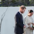 Le prince Harry, duc de Sussex, et Meghan Markle, duchesse de Sussex, enceinte assistent à une réception organisée par l'ambassadeur britannique au Maroc, à la résidence britannique de Rabat, le 24 février 2019.