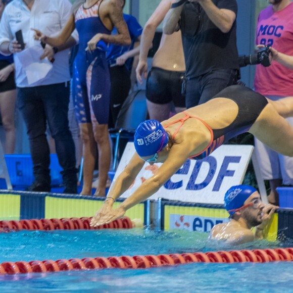 Estelle Denis lors du Challenge Swimming Heroes pour l'UNICEF lors du meeting Olympique à la piscine de Courbevoie, France, le 24 février 2019. © Pierre Perusseau/Bestimage