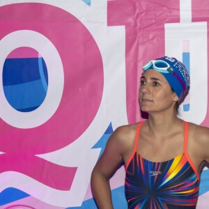 Estelle Denis lors du Challenges Swimming Heroes pour l'UNICEF lors du meeting Olympique à la piscine de Courbevoie, France, le 24 février 2019. © Pierre Perusseau/Bestimage