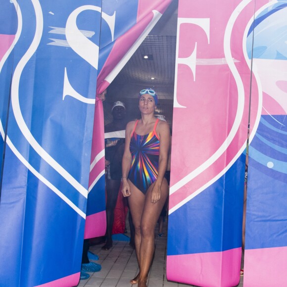Estelle Denis lors du Challenges Swimming Heroes pour l'UNICEF lors du meeting Olympique à la piscine de Courbevoie, France, le 24 février 2019. © Pierre Perusseau/Bestimage