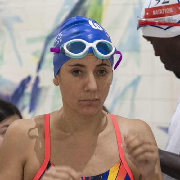 Estelle Denis lors du Challenges Swimming Heroes pour l'UNICEF lors du meeting Olympique à la piscine de Courbevoie, France, le 24 février 2019. © Pierre Perusseau/Bestimage