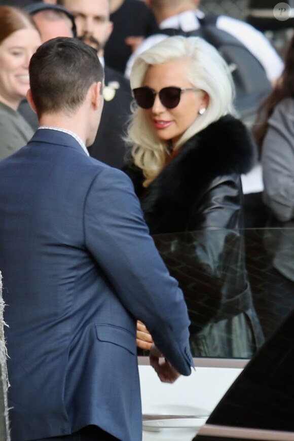 Lady Gaga arrive à l'émission Jimmy Kimmel live! à Hollywood, le 27 février 2019