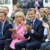 Stéphane Bern, responsable de la mission patrimoine, le président de la République française Emmanuel Macron, sa femme la Première Dame Brigitte Macron (Trogneux), Jorge Chaminé et Françoise Nyssen, ministre de la Culture - Le président de la République française et sa femme la Première Dame visitent la villa Viardot à l'occasion des Journées Européennes du Patrimoine à Bougival, France, le 15 septembre 2018. © Christian Liewig/Pool/Bestimage