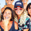 Laeticia Hallyday à Saint-Barthélemy entourée de ses amies Alessandra Sublet, Marie Poniatowski, Isabelle Camus, Hortense d'Esteve et Sylviane Destaillats. Juillet 2018.