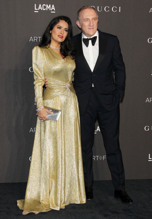 Salma Hayek et son mari François Henri-Pinault à la soirée LACMA Art + Film en l'honneur de Catherine Opie et Guillermo Del Toro présentée par Gucci à Los Angeles, le 3 novembre 2018