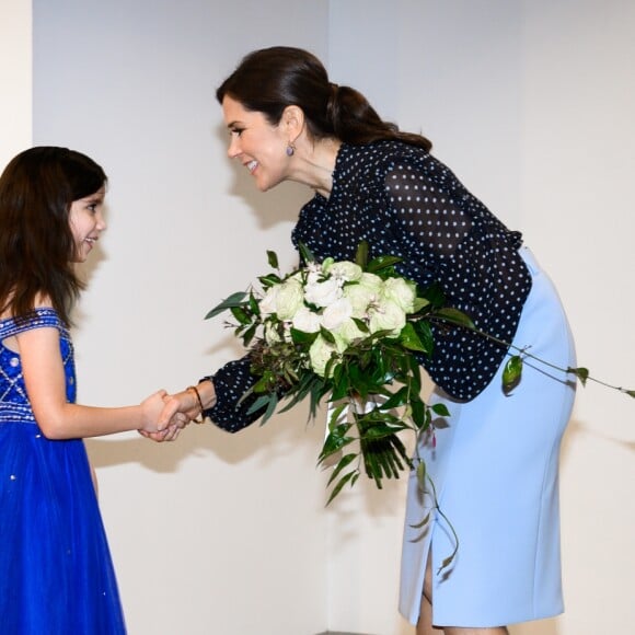 La princesse Mary de Danemark lors de l'inauguration de l'exposition "Statecraft" à Houston, à l'occasion de son voyage de trois jours au Texas, accompagnée d'une délégation culturelle danoise. Le 13 mars 2019.