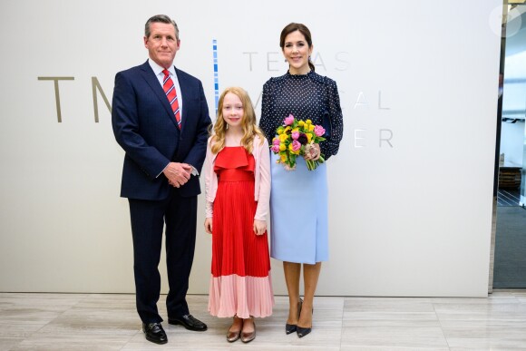 La princesse Mary de Danemark au Texas Medical Center à Houston, à l'occasion de son voyage de trois jours au Texas, sur l'innovation énergétique danoise, le 13 mars 2019