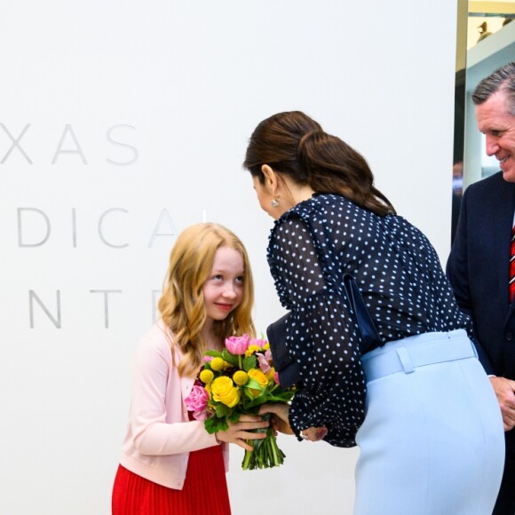 La princesse Mary de Danemark au Texas Medical Center à Houston, à l'occasion de son voyage de trois jours au Texas, sur l'innovation énergétique danoise, le 13 mars 2019