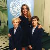 Tessy de Luxembourg (Tessy Antony) avec ses fils Noah et Gabriel lors d'un événement des Nations unies, dont Tessy est une ambassadrice de bonne volonté. Photo Instagram Tessy de Luxembourg.