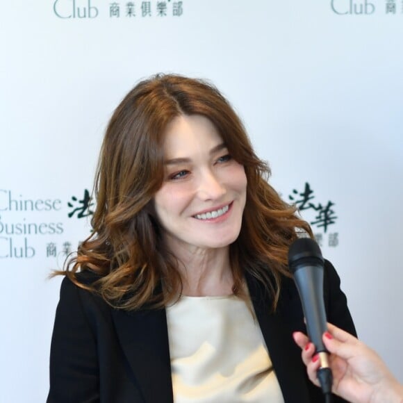 Exclusif - Carla Bruni Sarkozy (invitée d'honneur) - Déjeuner "Chinese Business Club" au Pavillon Gabriel à Paris, à l'occasion de la journée mondiale des droits des femmes le 8 mars 2019.© Rachid Bellak/Bestimage