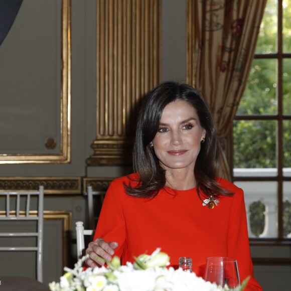 La reine Letizia d'Espagne et la première dame argentine Juliana Awada lors d'une réunion avec l'Alliance ibéro-américaine pour les maladies rares à Buenos Aires. Le 26 mars 2019.