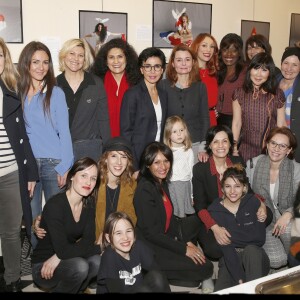 Emmanuelle Boidron, Vanessa Valence, Behi Djanati Atai, Valérie Karsenti, Gigi Ledron, Yubai Zhang, Lara Menini, Léa François, Hélène Bizot, Zoe Bizot - Rachida Dati lors de l'inauguration de l'exposition photographique de l'association "Aux larmes citoyennes" à la mairie du 7ème arrondissement de Paris le 7 mars 2019. © Alain Guizard / Bestimage