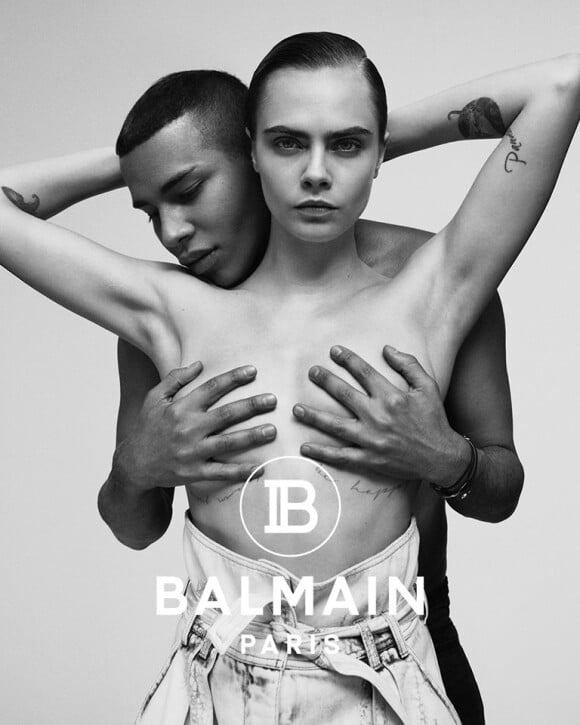 Olivier Rousteing et Cara Delevingne figurent sur la campagne publicitaire de Balmain, printemps-été 2019. Photo par Dan Beleiu.