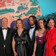 Le prince Albert II de Monaco, Carole Bouquet, son fils Dimitri Rassam avec sa fiancée Charlotte Casiraghi et Tatiana Santo Domingo - 65ème édition du Bal de la Rose donné au profit de la Fondation Princesse Grace sur le thème de la Riviera, une idée de K. Lagerfeld, à la Salle des Etoiles du Sporting Monte-Carlo à Monaco, le 30 mars 2019. © Jean-Charles Vinaj / Pool Monaco / Bestimage  People attend the Rose Ball 2019 to benefit the Princess Grace Foundation on March 30th, 2019 at the Sporting Monte-Carlo – Salle des Etoiles in Monaco. The theme of this year event will be the one chosen by the legendary designer K. Lagerfeld, it is "The Riviera".30/03/2019 - Monaco