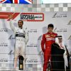 Valtteri Bottas, Lewis Hamilton et Charles Leclerc lors du Grand Prix de Bahreïn le 31 mars 2019.