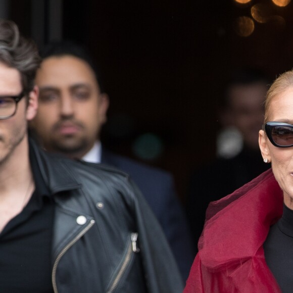 Céline Dion et Pepe Munoz à la sortie du restaurant Girafe à Paris, France, le 27 janvier 2019.