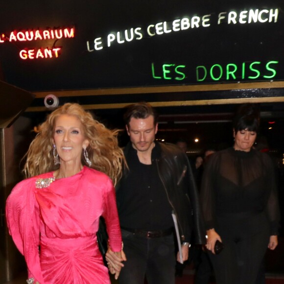 Exclusif - Céline Dion et Pepe Munoz se sont rendus au Moulin Rouge pour applaudir Nora une de leurs amies qui dansait pour la dernière fois sur la scène du célèbre cabaret à Paris le 24 janvier 2019.