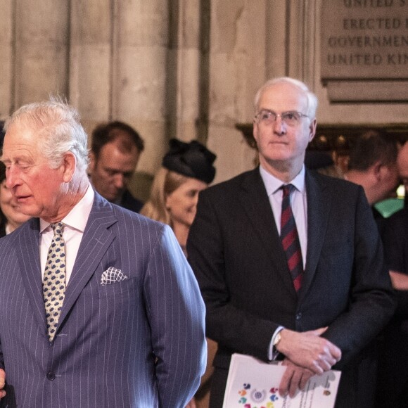 Catherine Kate Middleton, duchesse de Cambridge, le prince William, duc de Cambridge, le prince Harry, duc de Sussex, Meghan Markle, enceinte, duchesse de Sussex, le prince Charles, prince de Galles lors de la messe en l'honneur de la journée du Commonwealth à l'abbaye de Westminster à Londres le 11 mars 2019.