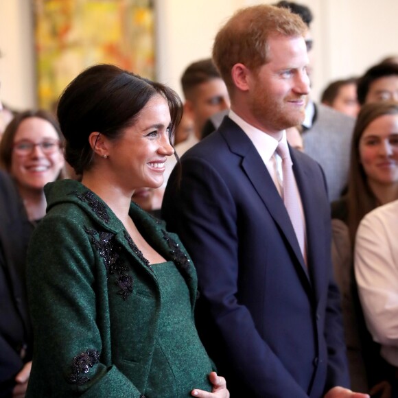 Le prince Harry, duc de Sussex, Meghan Markle, enceinte, duchesse de Sussex, lors de leur visite à Canada House dans le cadre d'une cérémonie pour la Journée du Commonwealth à Londres le 11 mars 2019.