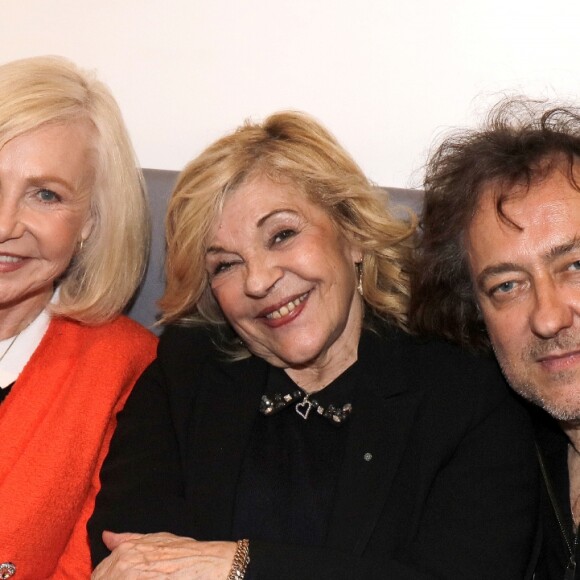 Exclusif - Michèle Torr, Nicoletta et son mari Jean-Christophe Molinier - Marcel Amont célèbre son 90e anniversaire sur la scène de l'Alhambra à Paris le 2 avril 2019. © Cédric Perrin/Bestimage