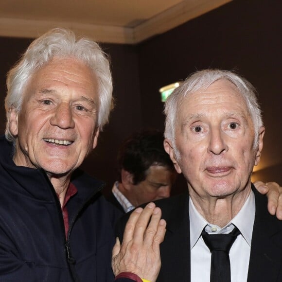 Exclusif - Gérard Lenorman et Marcel Amont - Marcel Amont célèbre son 90e anniversaire sur la scène de l'Alhambra à Paris le 2 avril 2019. © Cédric Perrin/Bestimage