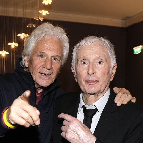 Exclusif - Gérard Lenorman et Marcel Amont - Marcel Amont célèbre son 90e anniversaire sur la scène de l'Alhambra à Paris le 2 avril 2019. © Cédric Perrin/Bestimage