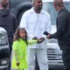 Exclusif - Kanye West accompagne sa fille North West ainsi que Penelope, Mason et Reign, les enfants de sa belle soeur Kourtney Kardashian, à la messe dominicale à Calabasas, le 3 mars 2019.