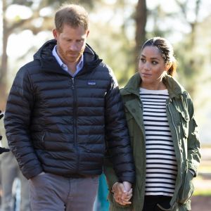 Le prince Harry, duc de Sussex et Meghan Markle (enceinte), duchesse de Sussex en visite à la Fédération Royale Marocaine de Sports Equestres à Rabat, lors de leur voyage officiel au Maroc. Le 25 février 2019