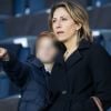 Maud Fontenoy et son fils Mahe - Célébrités dans les tribunes du parc des princes lors du match de football de ligue 1, Paris Saint-Germain (PSG) contre Strasbourg à Paris le 7 avril 2019. Le match s'est soldé par un match nul 2-2.
