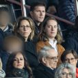 Maud Fontenoy avec son fils Mahe et Pierre Sarkozy - Célébrités dans les tribunes du parc des princes lors du match de football de ligue 1, Paris Saint-Germain (PSG) contre Strasbourg à Paris le 7 avril 2019. Le match s'est soldé par un match nul 2-2.