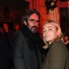 Emmanuelle Béart et son mari Frédéric Chaudier - Soirée du 10ème anniversaire de l'agence audiovisiuelle "Flair production" à l'hôtel "Le Marois" à Paris le 28 mars 2019.