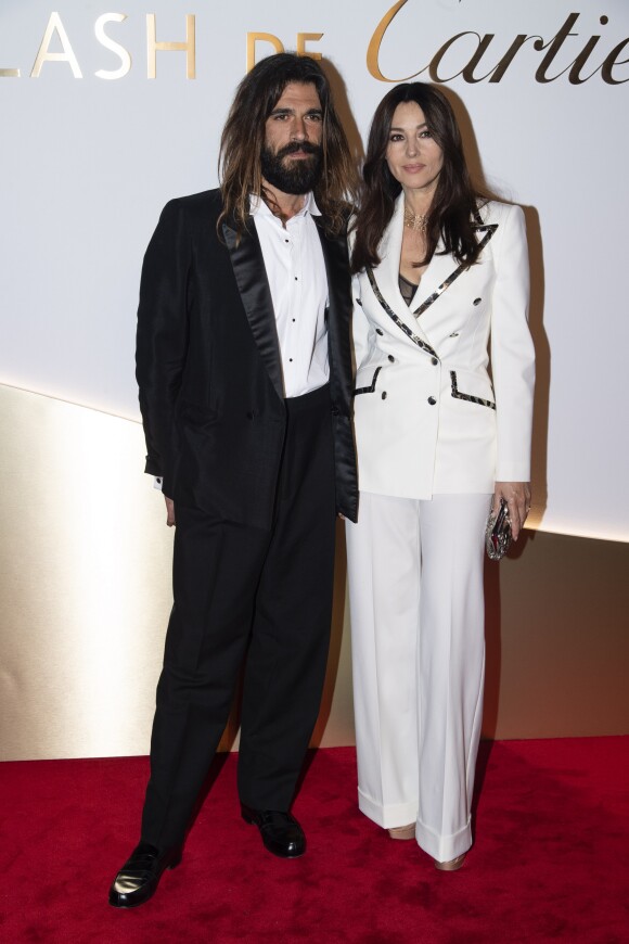 Monica Bellucci et son compagnon Nicolas Lefebvre assistent à la soirée de lancement de la collection "Clash De Cartier" à la Conciergerie à Paris, France, le 10 avril 2019. © Pierre Perusseau/Bestimage