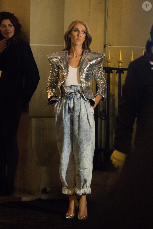 Céline Dion en tournage pour L'Oréal à l'hôtel Plaza Athénée, à Paris, France, le 30 janvier 2019.