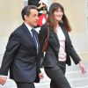 Nicolas Sarkozy et Carla Bruni Sarkozy lors de l'investiture de François Hollande au palais de l'Elysée le 15 mai 2012. © Guillaume Gaffiot /Bestimage