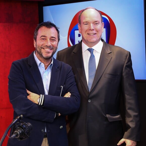 Exclusif - Le prince Albert II de Monaco dans l'émission radio de Bernard Montiel sur RFM, "Une heure avec...", le 7 avril 2019 à Paris. © Cyril Moreau / Bestimage