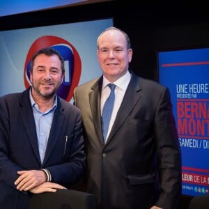 Exclusif - Le prince Albert II de Monaco dans l'émission radio de Bernard Montiel sur RFM, "Une heure avec...", le 7 avril 2019 à Paris. © Cyril Moreau / Bestimage