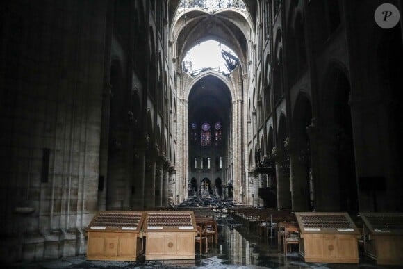 Image de la cathédrale Notre-Dame de Paris le 16 avril 2019, au lendemain de l'incendie dévastateur. © Stéphane Lemouton / Bestimage